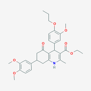 molecular formula C31H37NO7 B419297 Ethyl 7-(3,4-dimethoxyphenyl)-4-(3-methoxy-4-propoxyphenyl)-2-methyl-5-oxo-1,4,5,6,7,8-hexahydro-3-quinolinecarboxylate 