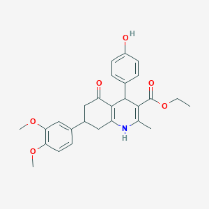 molecular formula C27H29NO6 B419300 Ethyl 7-(3,4-dimethoxyphenyl)-4-(4-hydroxyphenyl)-2-methyl-5-oxo-1,4,5,6,7,8-hexahydro-3-quinolinecarboxylate 