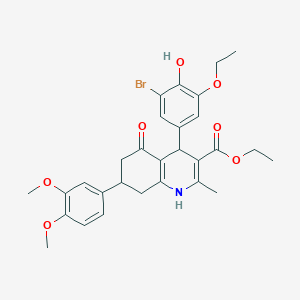 molecular formula C29H32BrNO7 B419302 Ethyl 4-(3-bromo-5-ethoxy-4-hydroxyphenyl)-7-(3,4-dimethoxyphenyl)-2-methyl-5-oxo-1,4,5,6,7,8-hexahydro-3-quinolinecarboxylate 