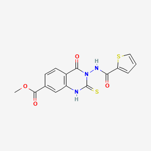 molecular formula C15H11N3O4S2 B4193068 Methyl 4-oxo-2-sulfanyl-3-[(thiophen-2-ylcarbonyl)amino]-3,4-dihydroquinazoline-7-carboxylate 