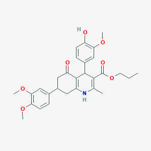 molecular formula C29H33NO7 B419307 Propyl 7-(3,4-dimethoxyphenyl)-4-(4-hydroxy-3-methoxyphenyl)-2-methyl-5-oxo-1,4,5,6,7,8-hexahydro-3-quinolinecarboxylate 