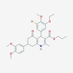 molecular formula C31H36BrNO7 B419309 Propyl 4-(3-bromo-5-ethoxy-4-methoxyphenyl)-7-(3,4-dimethoxyphenyl)-2-methyl-5-oxo-1,4,5,6,7,8-hexahydro-3-quinolinecarboxylate 