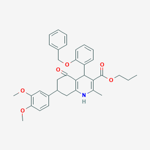 molecular formula C35H37NO6 B419310 Propyl 4-[2-(benzyloxy)phenyl]-7-(3,4-dimethoxyphenyl)-2-methyl-5-oxo-1,4,5,6,7,8-hexahydro-3-quinolinecarboxylate 