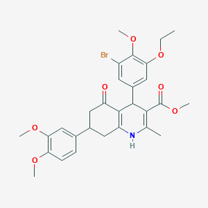 molecular formula C29H32BrNO7 B419315 Methyl 4-(3-bromo-5-ethoxy-4-methoxyphenyl)-7-(3,4-dimethoxyphenyl)-2-methyl-5-oxo-1,4,5,6,7,8-hexahydro-3-quinolinecarboxylate 