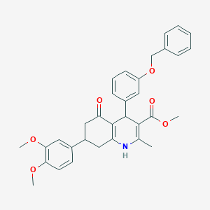 molecular formula C33H33NO6 B419316 Methyl 4-[3-(benzyloxy)phenyl]-7-(3,4-dimethoxyphenyl)-2-methyl-5-oxo-1,4,5,6,7,8-hexahydro-3-quinolinecarboxylate 