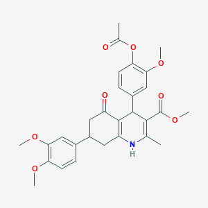 molecular formula C29H31NO8 B419317 Methyl 4-[4-(acetyloxy)-3-methoxyphenyl]-7-(3,4-dimethoxyphenyl)-2-methyl-5-oxo-1,4,5,6,7,8-hexahydro-3-quinolinecarboxylate 
