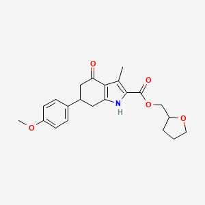 molecular formula C22H25NO5 B4193215 tetrahydrofuran-2-ylmethyl 6-(4-methoxyphenyl)-3-methyl-4-oxo-4,5,6,7-tetrahydro-1H-indole-2-carboxylate 