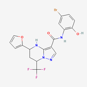 molecular formula C18H14BrF3N4O3 B4193238 N-(5-bromo-2-hydroxyphenyl)-5-(furan-2-yl)-7-(trifluoromethyl)-4,5,6,7-tetrahydropyrazolo[1,5-a]pyrimidine-3-carboxamide 
