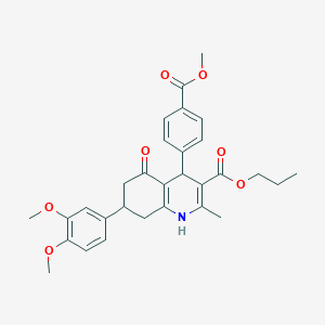 molecular formula C30H33NO7 B419325 Propyl 7-(3,4-dimethoxyphenyl)-4-[4-(methoxycarbonyl)phenyl]-2-methyl-5-oxo-1,4,5,6,7,8-hexahydro-3-quinolinecarboxylate 