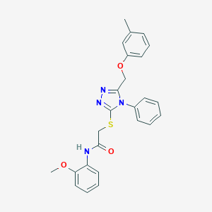 molecular formula C25H24N4O3S B419329 N-(2-methoxyphenyl)-2-({5-[(3-methylphenoxy)methyl]-4-phenyl-4H-1,2,4-triazol-3-yl}sulfanyl)acetamide 