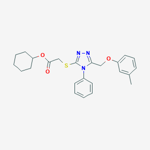 molecular formula C24H27N3O3S B419332 cyclohexyl ({5-[(3-methylphenoxy)methyl]-4-phenyl-4H-1,2,4-triazol-3-yl}sulfanyl)acetate 