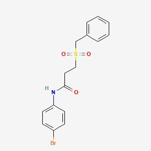 molecular formula C16H16BrNO3S B4193480 N-(4-BROMOPHENYL)-3-PHENYLMETHANESULFONYLPROPANAMIDE 
