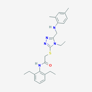 molecular formula C25H33N5OS B419373 N-(2,6-diethylphenyl)-2-({5-[(2,4-dimethylanilino)methyl]-4-ethyl-4H-1,2,4-triazol-3-yl}sulfanyl)acetamide 