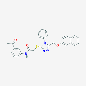 molecular formula C29H24N4O3S B419381 N-(3-acetylphenyl)-2-({5-[(2-naphthyloxy)methyl]-4-phenyl-4H-1,2,4-triazol-3-yl}sulfanyl)acetamide 
