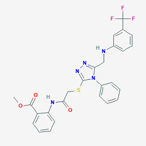 methyl 2-({[(4-phenyl-5-{[3-(trifluoromethyl)anilino]methyl}-4H-1,2,4-triazol-3-yl)sulfanyl]acetyl}amino)benzoate
