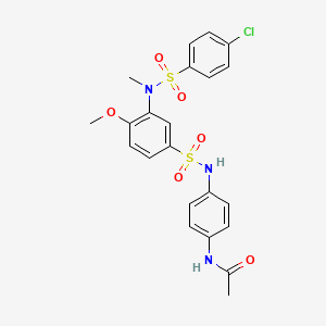 molecular formula C22H22ClN3O6S2 B4193931 N-[4-[[3-[(4-chlorophenyl)sulfonyl-methylamino]-4-methoxyphenyl]sulfonylamino]phenyl]acetamide 