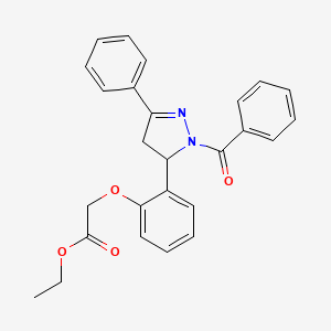 molecular formula C26H24N2O4 B4193955 ethyl 2-[2-(1-benzoyl-3-phenyl-4,5-dihydro-1H-pyrazol-5-yl)phenoxy]acetate 