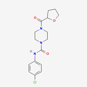molecular formula C16H20ClN3O3 B4194074 N-(4-chlorophenyl)-4-(tetrahydrofuran-2-ylcarbonyl)piperazine-1-carboxamide 