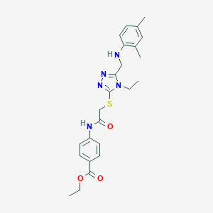 molecular formula C24H29N5O3S B419416 ethyl 4-{[({5-[(2,4-dimethylanilino)methyl]-4-ethyl-4H-1,2,4-triazol-3-yl}sulfanyl)acetyl]amino}benzoate 