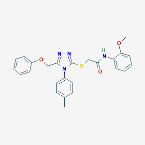 molecular formula C25H24N4O3S B419437 N-(2-Methoxyphenyl)-2-((5-(phenoxymethyl)-4-(p-tolyl)-4H-1,2,4-triazol-3-yl)thio)acetamide CAS No. 333322-50-2