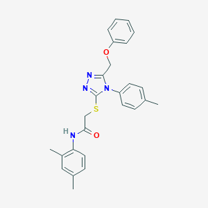 molecular formula C26H26N4O2S B419443 N-(2,4-dimethylphenyl)-2-[[4-(4-methylphenyl)-5-(phenoxymethyl)-1,2,4-triazol-3-yl]sulfanyl]acetamide CAS No. 333322-65-9