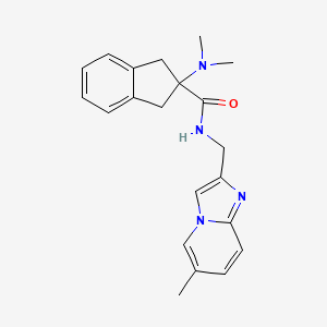 molecular formula C21H24N4O B4194433 2-(dimethylamino)-N-[(6-methylimidazo[1,2-a]pyridin-2-yl)methyl]-1,3-dihydroindene-2-carboxamide 