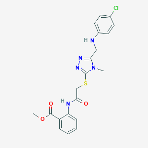 molecular formula C20H20ClN5O3S B419444 Methyl 2-(2-((5-(((4-chlorophenyl)amino)methyl)-4-methyl-4H-1,2,4-triazol-3-yl)thio)acetamido)benzoate CAS No. 333314-29-7