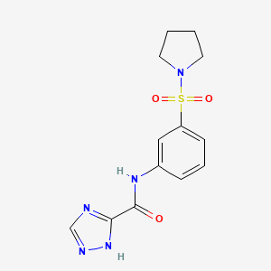 molecular formula C13H15N5O3S B4194485 N-(3-pyrrolidin-1-ylsulfonylphenyl)-1H-1,2,4-triazole-5-carboxamide 
