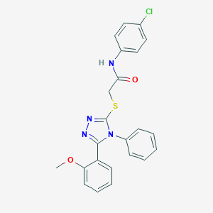 molecular formula C23H19ClN4O2S B419449 N-(4-Chlorophenyl)-2-((5-(2-methoxyphenyl)-4-phenyl-4H-1,2,4-triazol-3-yl)thio)acetamide CAS No. 482652-85-7