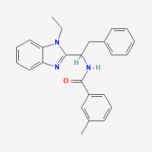 molecular formula C25H25N3O B4194512 N-[1-(1-Ethyl-1H-1,3-benzodiazol-2-YL)-2-phenylethyl]-3-methylbenzamide 