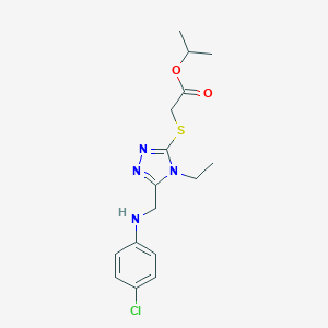 molecular formula C16H21ClN4O2S B419467 Isopropyl 2-((5-(((4-chlorophenyl)amino)methyl)-4-ethyl-4H-1,2,4-triazol-3-yl)thio)acetate CAS No. 482652-69-7
