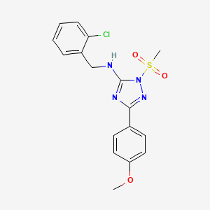 molecular formula C17H17ClN4O3S B4194735 N-[(2-chlorophenyl)methyl]-5-(4-methoxyphenyl)-2-methylsulfonyl-1,2,4-triazol-3-amine 