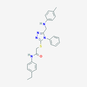 molecular formula C26H27N5OS B419480 N-(4-ethylphenyl)-2-{[4-phenyl-5-(4-toluidinomethyl)-4H-1,2,4-triazol-3-yl]sulfanyl}acetamide 