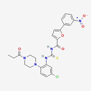 molecular formula C25H24ClN5O5S B4194897 N-{[5-chloro-2-(4-propanoylpiperazin-1-yl)phenyl]carbamothioyl}-5-(3-nitrophenyl)furan-2-carboxamide 