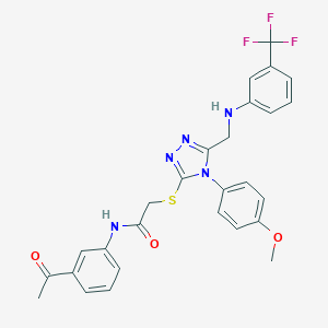 N-(3-acetylphenyl)-2-[[4-(4-methoxyphenyl)-5-[[3-(trifluoromethyl)anilino]methyl]-1,2,4-triazol-3-yl]sulfanyl]acetamide