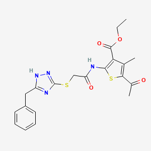molecular formula C21H22N4O4S2 B4195057 ethyl 5-acetyl-2-[[2-[(5-benzyl-1H-1,2,4-triazol-3-yl)sulfanyl]acetyl]amino]-4-methylthiophene-3-carboxylate 