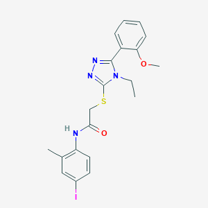 2-{[4-ethyl-5-(2-methoxyphenyl)-4H-1,2,4-triazol-3-yl]sulfanyl}-N-(4-iodo-2-methylphenyl)acetamide