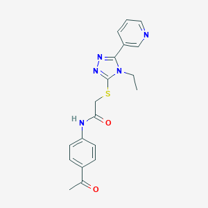 molecular formula C19H19N5O2S B419509 N-(4-acetylphenyl)-2-{[4-ethyl-5-(pyridin-3-yl)-4H-1,2,4-triazol-3-yl]sulfanyl}acetamide 
