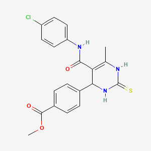 molecular formula C20H18ClN3O3S B4195180 methyl 4-[5-[(4-chlorophenyl)carbamoyl]-6-methyl-2-sulfanylidene-3,4-dihydro-1H-pyrimidin-4-yl]benzoate 