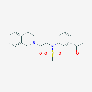 molecular formula C20H22N2O4S B4195301 N-(3-acetylphenyl)-N-[2-(3,4-dihydro-2(1H)-isoquinolinyl)-2-oxoethyl]methanesulfonamide 