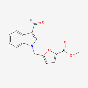 molecular formula C16H13NO4 B4195329 Methyl 5-[(3-formylindol-1-yl)methyl]furan-2-carboxylate 