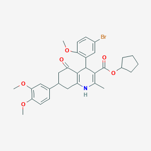 molecular formula C31H34BrNO6 B419534 cyclopentyl )-7-(3,4-dimethoxyphenyl)-2-methyl-5-oxo-1,4,5,6,7,8-hexahydro-3-quinolinecarboxylate 
