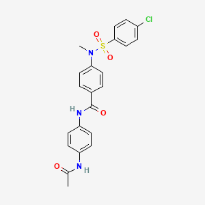 molecular formula C22H20ClN3O4S B4195357 N-[4-(acetylamino)phenyl]-4-[[(4-chlorophenyl)sulfonyl](methyl)amino]benzamide 