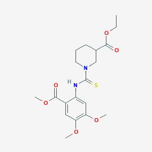 molecular formula C19H26N2O6S B4195413 Ethyl 1-{[4,5-dimethoxy-2-(methoxycarbonyl)phenyl]carbamothioyl}piperidine-3-carboxylate 