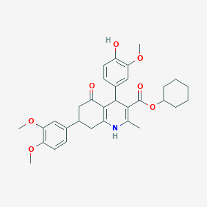 molecular formula C32H37NO7 B419543 Cyclohexyl 7-(3,4-dimethoxyphenyl)-4-(4-hydroxy-3-methoxyphenyl)-2-methyl-5-oxo-1,4,5,6,7,8-hexahydro-3-quinolinecarboxylate 