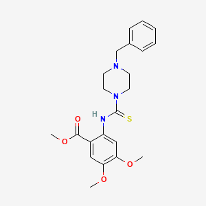 molecular formula C22H27N3O4S B4195476 Methyl 4,5-dimethoxy-2-({[4-benzylpiperazinyl]thioxomethyl}amino)benzoate 