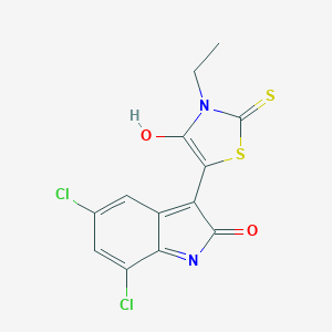 molecular formula C13H8Cl2N2O2S2 B041955 5-(5,7-dichloro-2-oxo-1H-indol-3-ylidene)-3-ethyl-2-sulfanylidene-1,3-thiazolidin-4-one CAS No. 6544-68-9