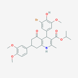molecular formula C29H32BrNO7 B419552 Isopropyl 4-(3-bromo-4-hydroxy-5-methoxyphenyl)-7-(3,4-dimethoxyphenyl)-2-methyl-5-oxo-1,4,5,6,7,8-hexahydro-3-quinolinecarboxylate 