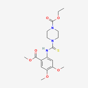 molecular formula C18H25N3O6S B4195864 ETHYL 4-{[4,5-DIMETHOXY-2-(METHOXYCARBONYL)ANILINO]CARBOTHIOYL}TETRAHYDRO-1(2H)-PYRAZINECARBOXYLATE 