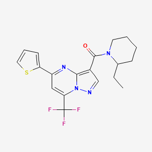 molecular formula C19H19F3N4OS B4196006 (2-Ethylpiperidin-1-yl)-[5-thiophen-2-yl-7-(trifluoromethyl)pyrazolo[1,5-a]pyrimidin-3-yl]methanone 